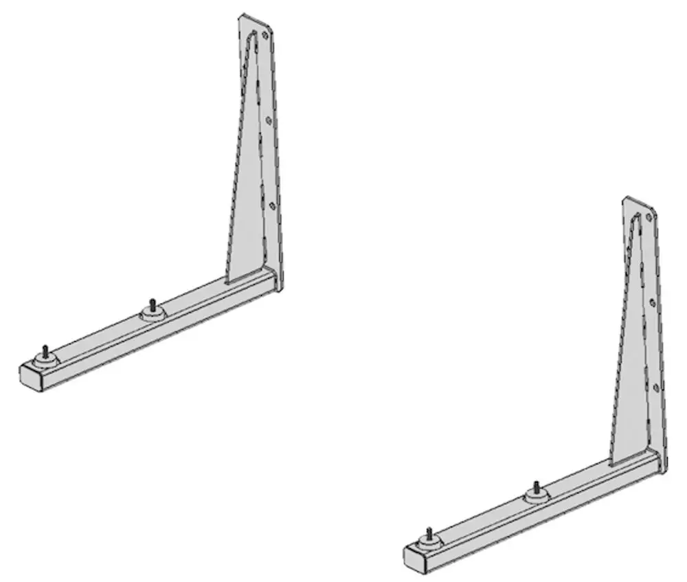Wandkonsole aus Metall mit zwei horizontalen Armen und einer schrägen Stütze, zur Montage vorgesehen. Hersteller: Roth.